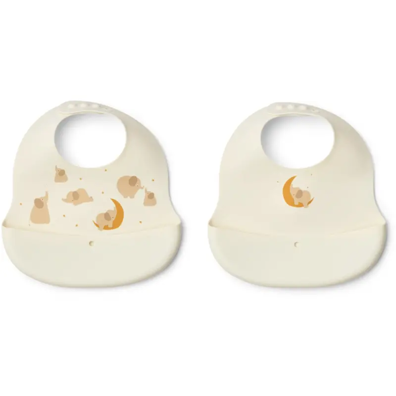 Liewood Elephant / Creme De La Creme Ember Printed Bib 2-Pack 1