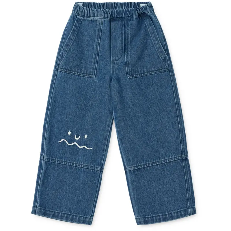 Liewood Medium Blue Denim Cesar Placement Denim Pants 1