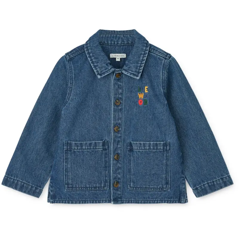 Liewood Medium Blue Denim Kinsley Placement Denim Overshirt 1