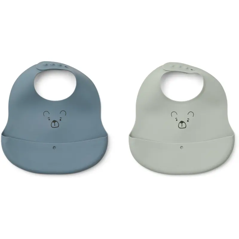Liewood Mr Bear Dove Blue / Whale Blue Ember Printed Bib 2-Pack 1