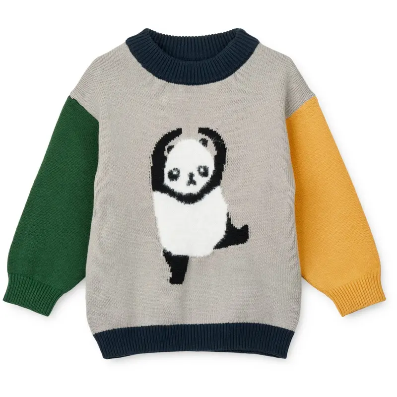 Liewood Panda / Mist / Classic Navy Multi Mix Orlane Embroidery Knit Jumper 1