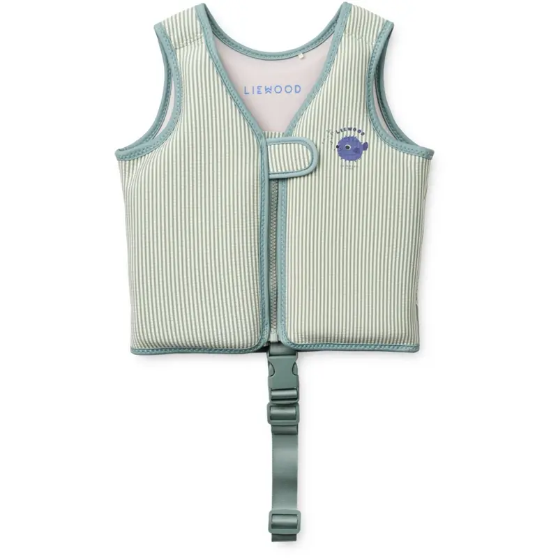 Liewood Peppermint / Sandy Dove Seersucker Swim Vest 1
