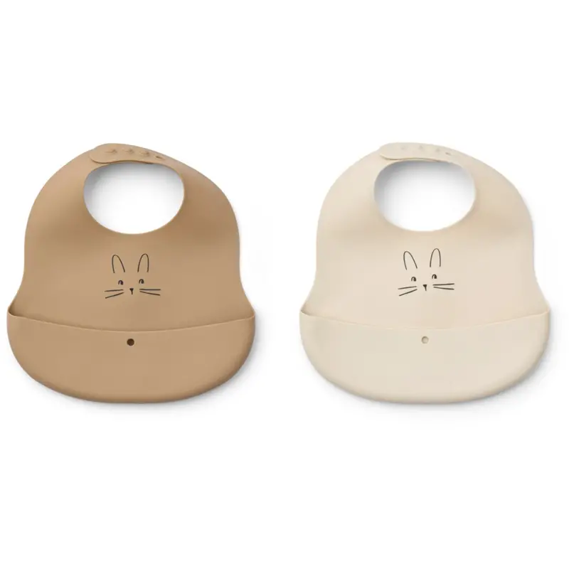 Liewood Rabbit Sandy / Oat Ember Printed Bib 2-Pack 1