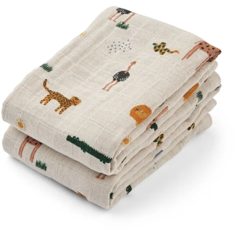 Liewood Safari Sandy Mix Lewis Muslin Cloth 2-Pack 1