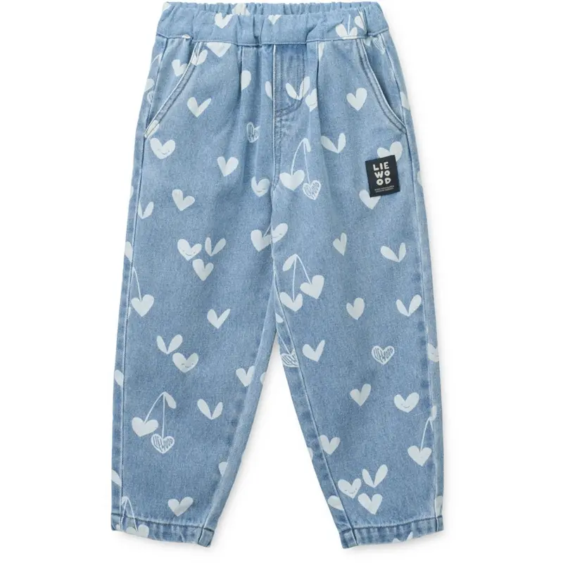 Liewood Sweethearts / Light Blue Denim Borris Printed Denim Pants 1