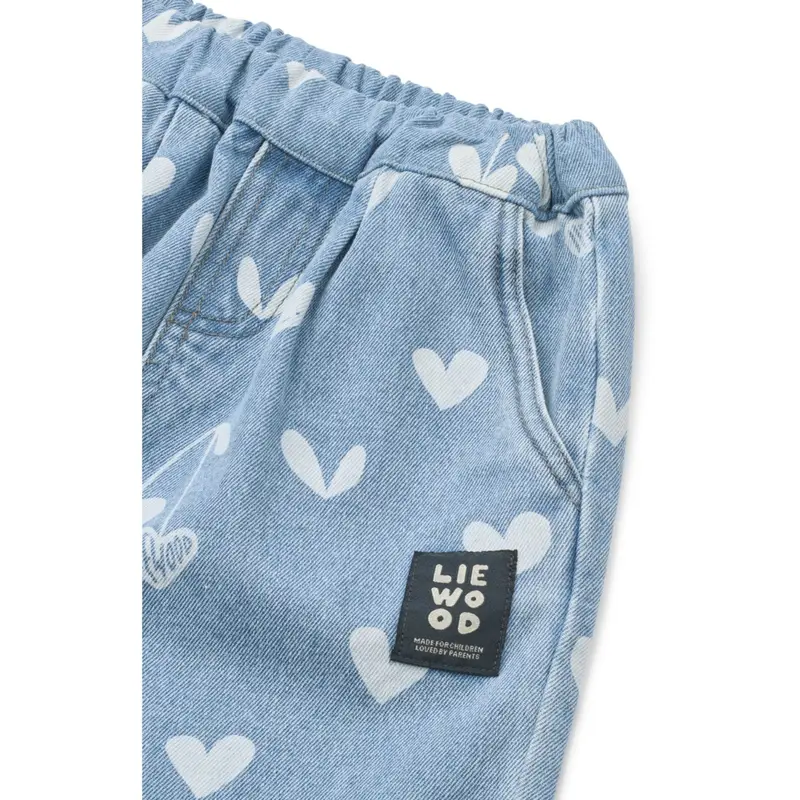 Liewood Sweethearts / Light Blue Denim Borris Printed Denim Pants 3