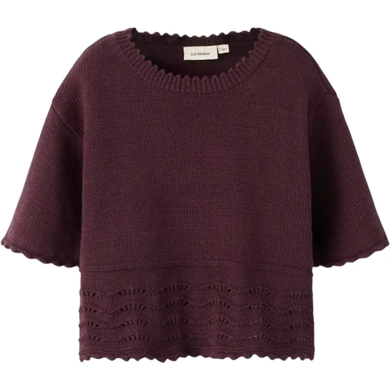 Lil'atelier Catawba Grape Nmflola Ss Knit Top Lil 1