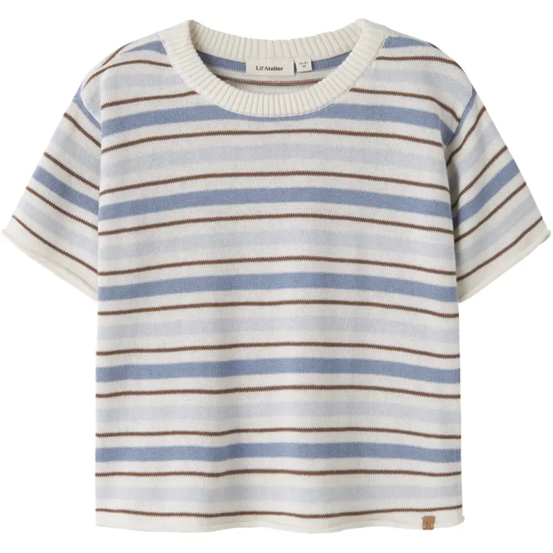 Lil'atelier Coconut Milk Dusty Blue Nmmhito Ss Loose Knit Lil 1