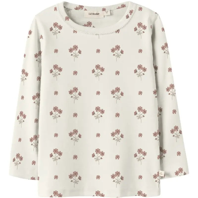 Lil'atelier Coconut Milk Flower Pink Nmflayo Sig Ls Slim Top Lil 1