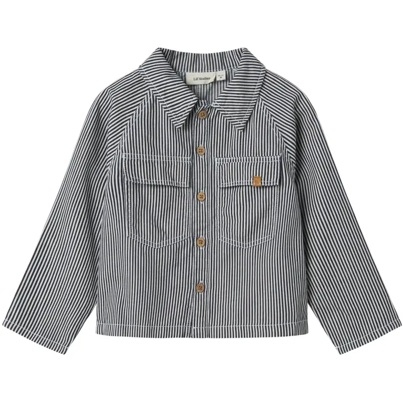 Lil'atelier Dark Blue Denim White Nmmkasper Ls Loose Twi Shirt 4021-Cm Lil 1