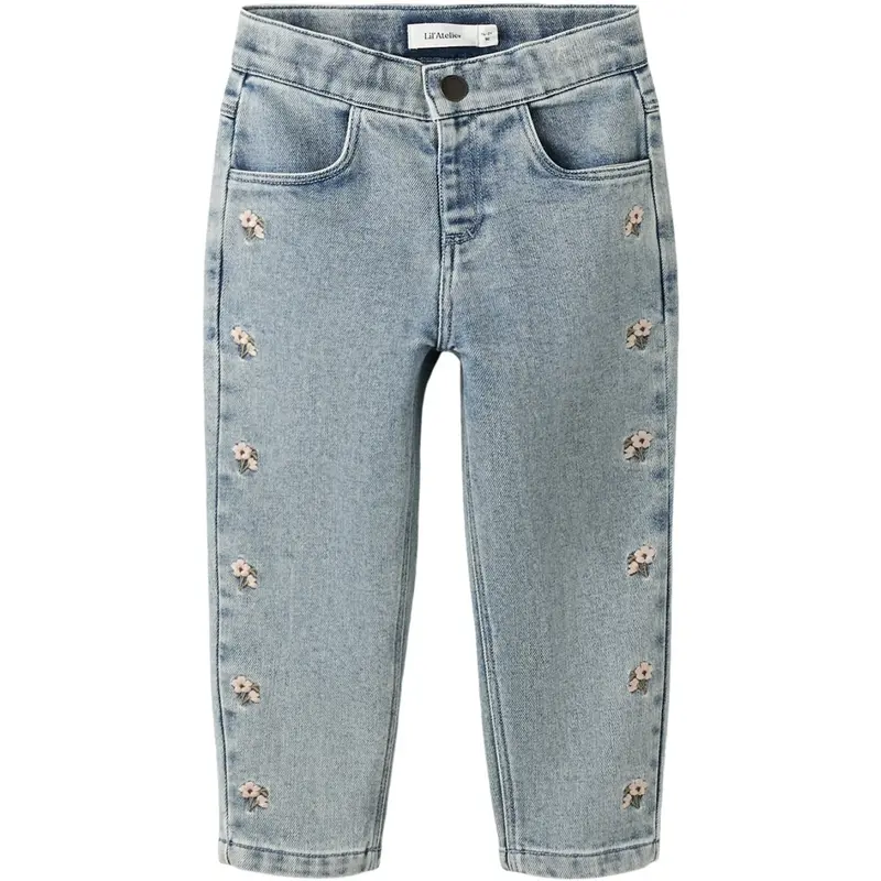 Lil'atelier Medium Blue Denim Flower Emb Nmfdarlee Doa Loose Jeans 4499-Se Lil 1