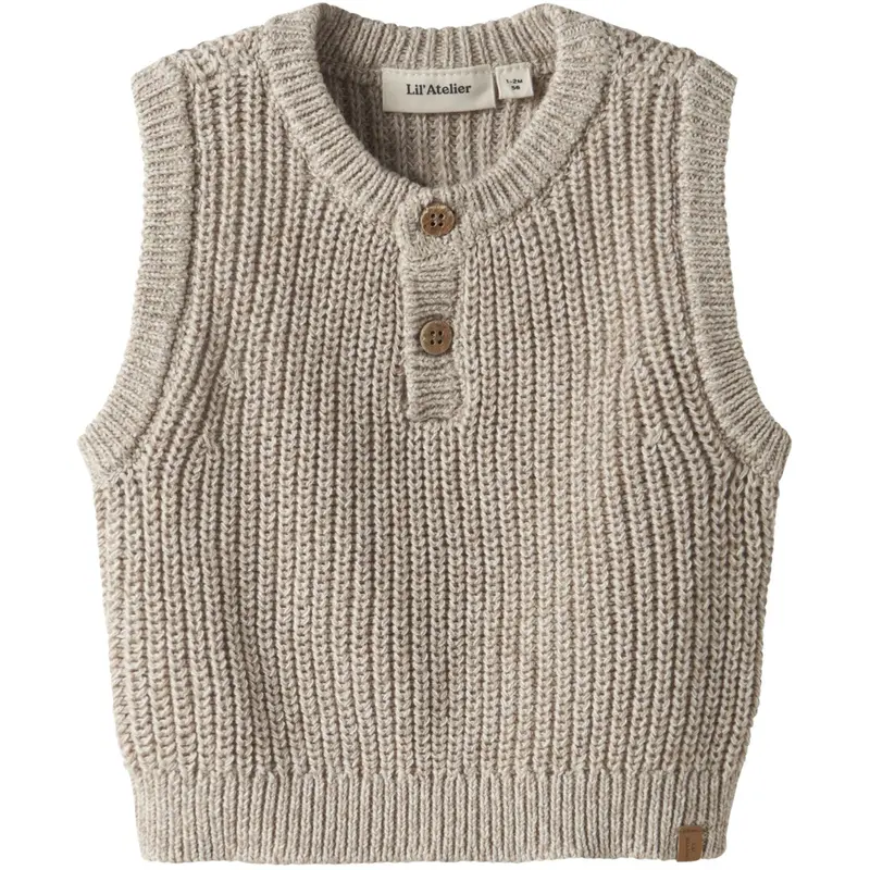 Lil'atelier Oxford Tan Melange Nbmrokko Knit Vest Lil 1
