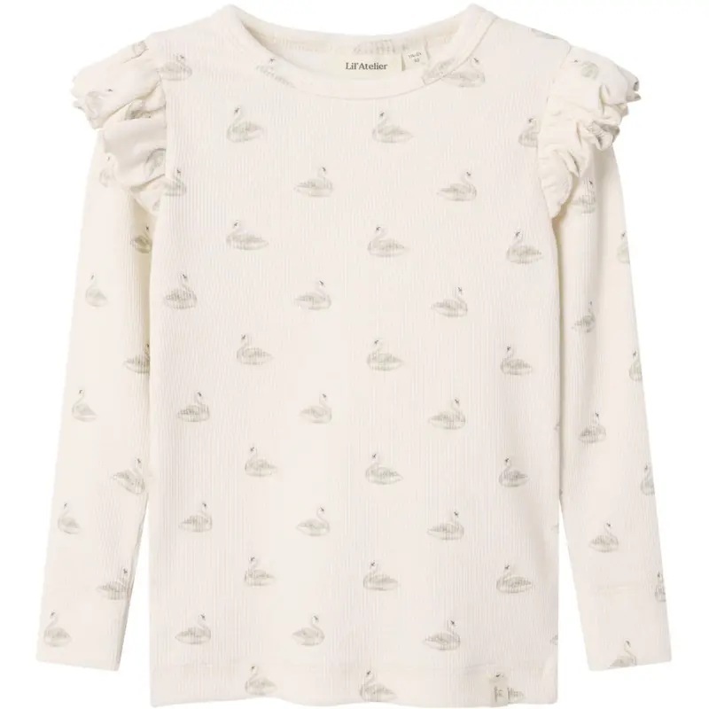 Lil'atelier Pastel Parchment Swan Nmfgavo Eko Ls Slim Top Lil Noos 1