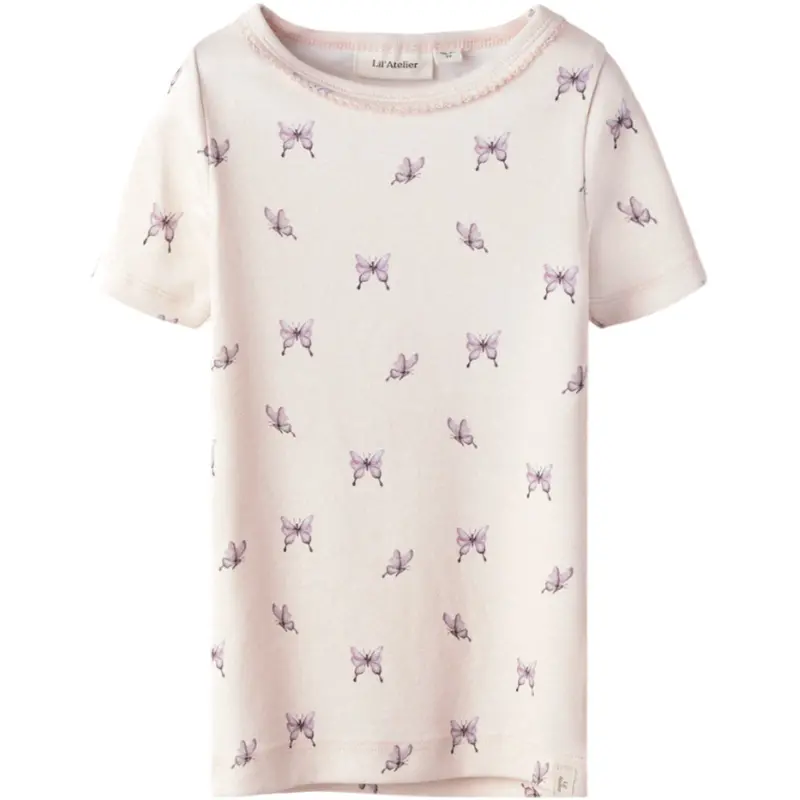 Lil'atelier Peach Blush Butterfly Gayo Sig Slim T-Shirt 1