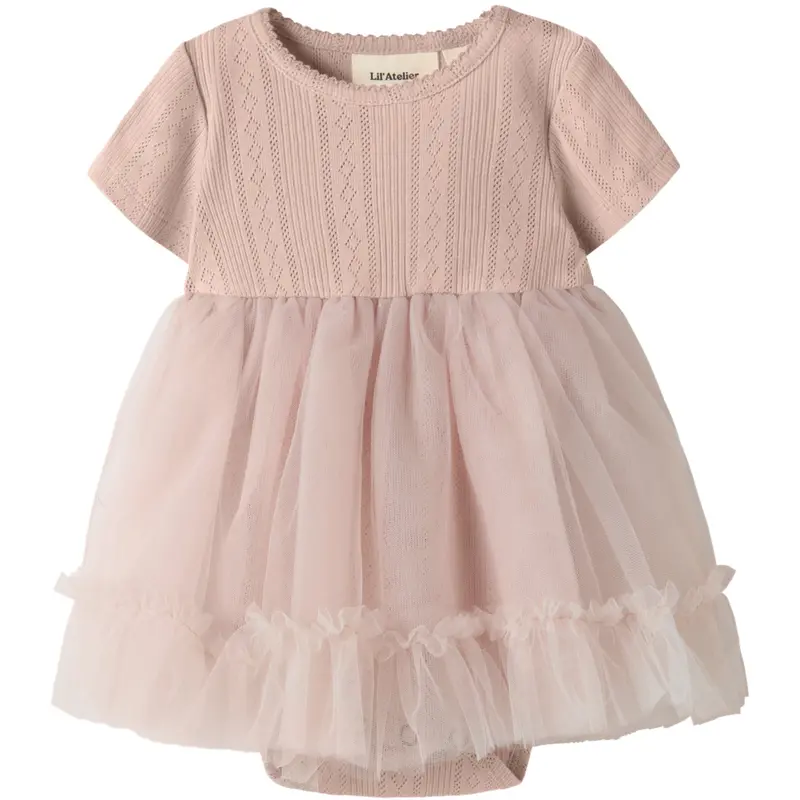 Lil'atelier Peach Whip Nbffanella Ss Body Tulle Dress Lil 1