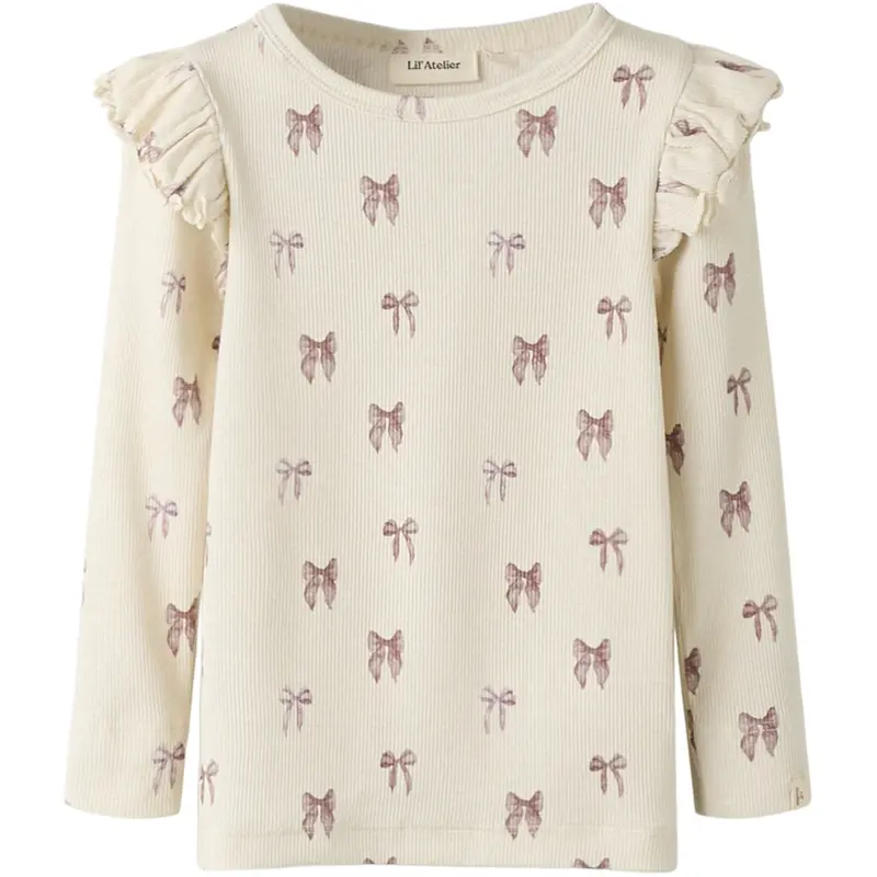 Lil'atelier Turtledove Bow Nmfgavo Eko Ls Slim Top Lil Noos 1