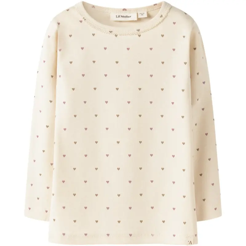 Lil'atelier Turtledove Heart Nmflalo Tig Ls Slim Top Lil 1