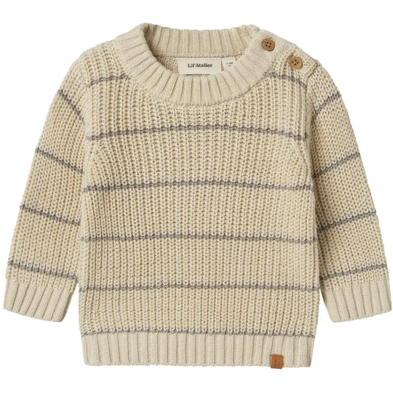 Lil'atelier Turtledove Nbmemlen Ls Knit Stripe Lil 1