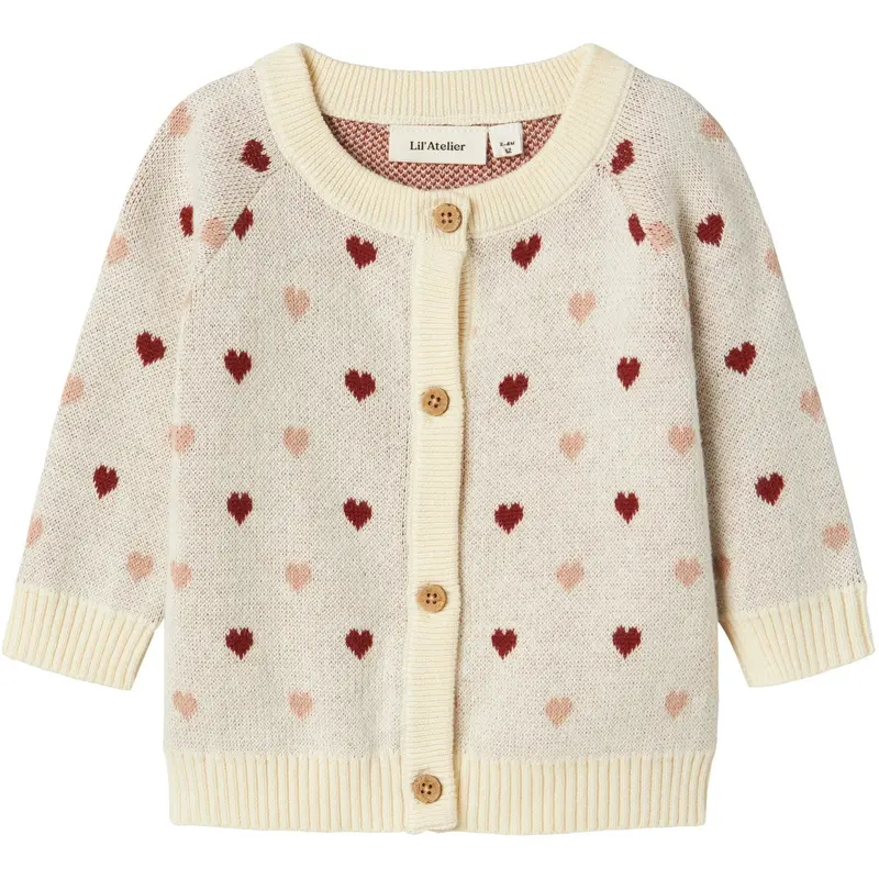 Lil'atelier Turtledove Red Heart Nbfsaran Ls Knit Card Heart Lil 1