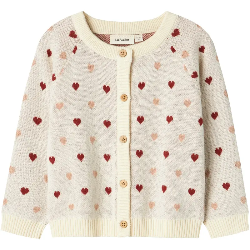Lil'atelier Turtledove Red Heart Nmfsaran Ls Knit Card Heart Lil 1