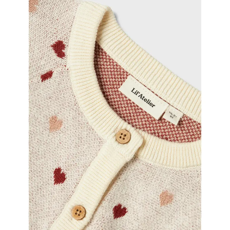 Lil'atelier Turtledove Red Heart Nmfsaran Ls Knit Card Heart Lil 2