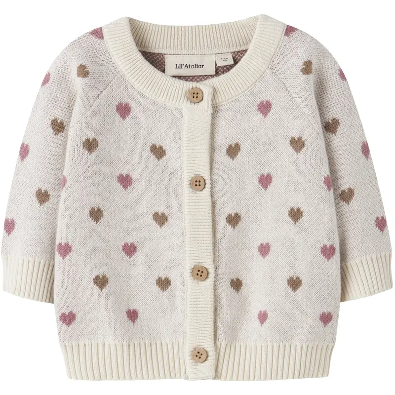 Lil'atelier Turtledove Sepia Tint Nbfsaran Ls Knit Card Heart Lil 1
