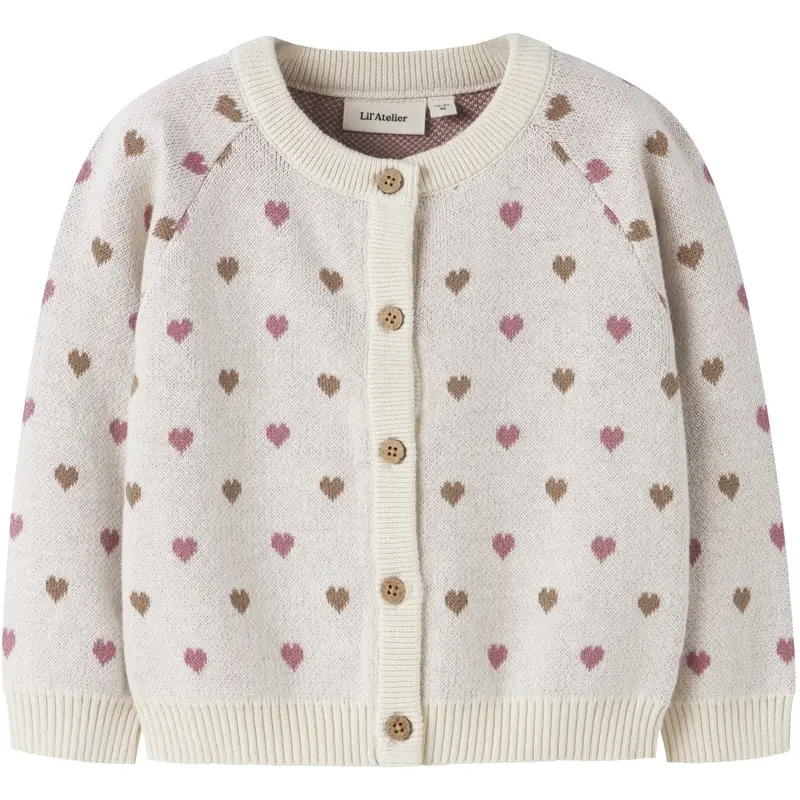 Lil'atelier Turtledove Sepia Tint Nmfsaran Ls Knit Card Heart Lil 1