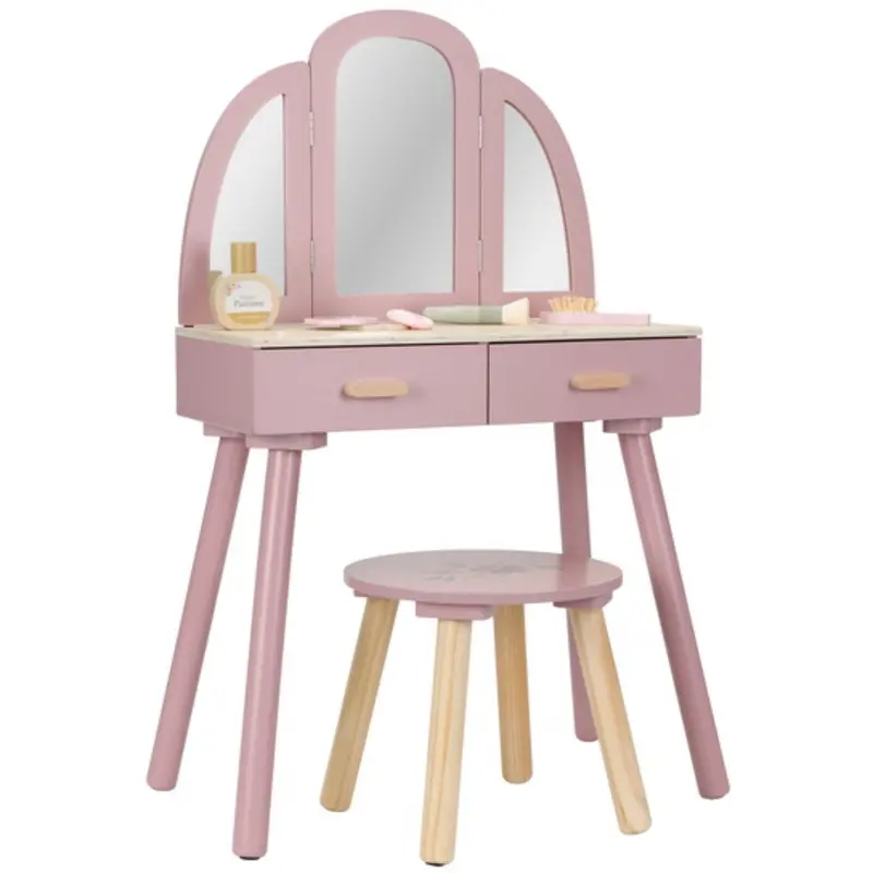 Little Dutch Pink Wooden Dressing Table 1