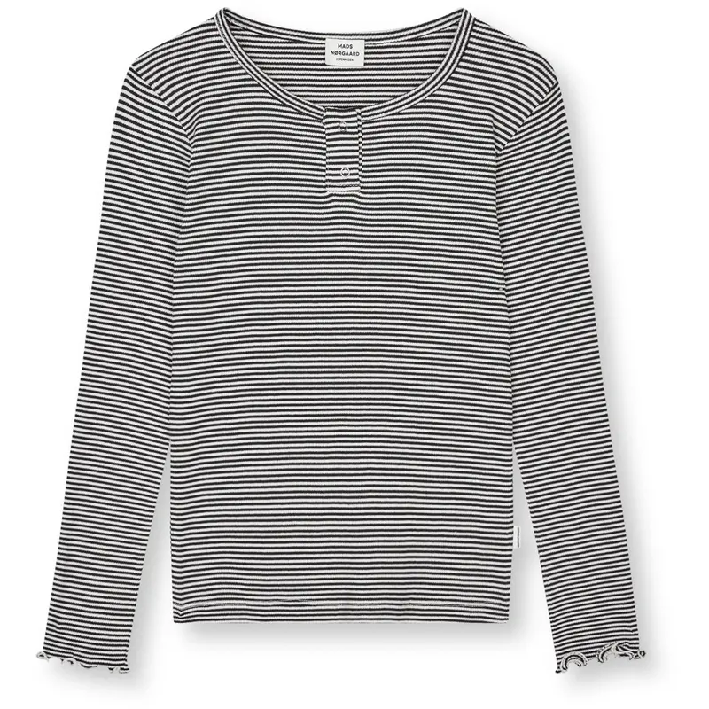 Mads Nørgaard Black/Vanilla Ice 2X2 Cotton Stripe Tala Tee Ls 1