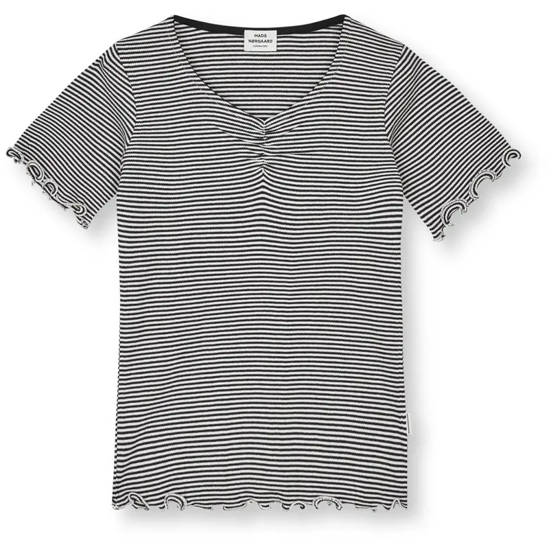 Mads Nørgaard Black/Vanilla Ice 2X2 Cotton Stripe Tiki Tee 1