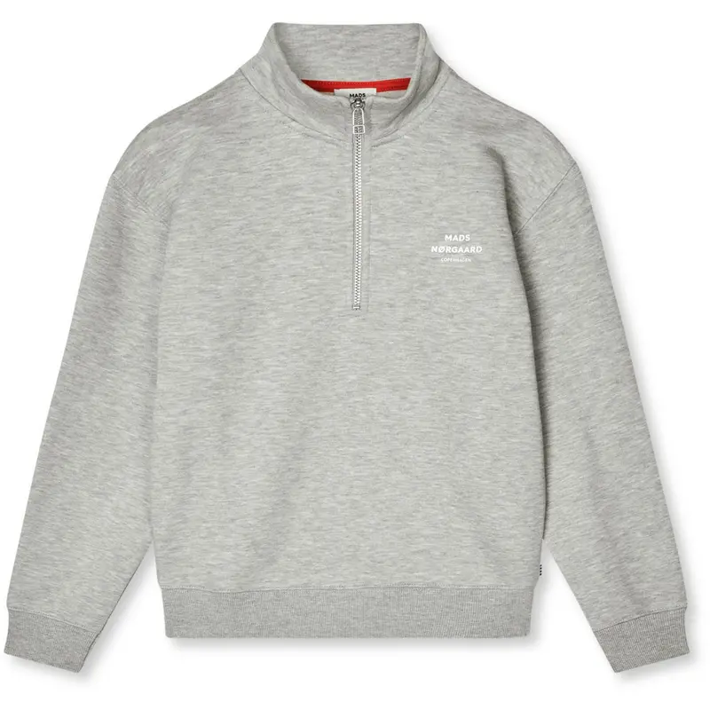 Mads Nørgaard Grey Melange Mix Sweat Crewie Half Zip Sweatshirt 1