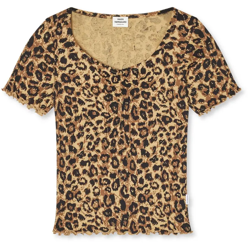 Mads Nørgaard Leopard Aop/Black 2X2 Cotton Aop Tiki Tee 1