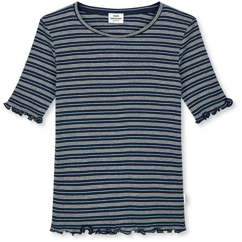 Mads Nørgaard Sky Captain/Vanilla Ice/Cashme 2X2 Cotton Stripe Stripe Tuviana Tee 1