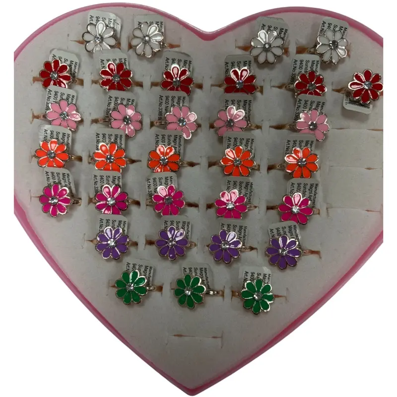 Magni Fingerringe Med Blomster, Nikkelfri, Assorteret 1