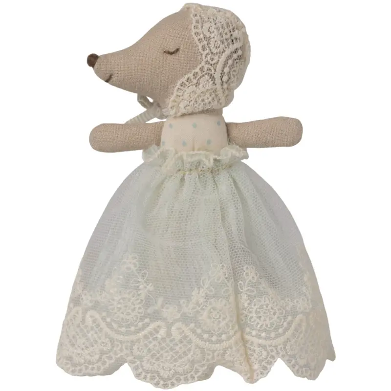 Maileg Baby Mus I Dåbskjole, Lys Blå 2