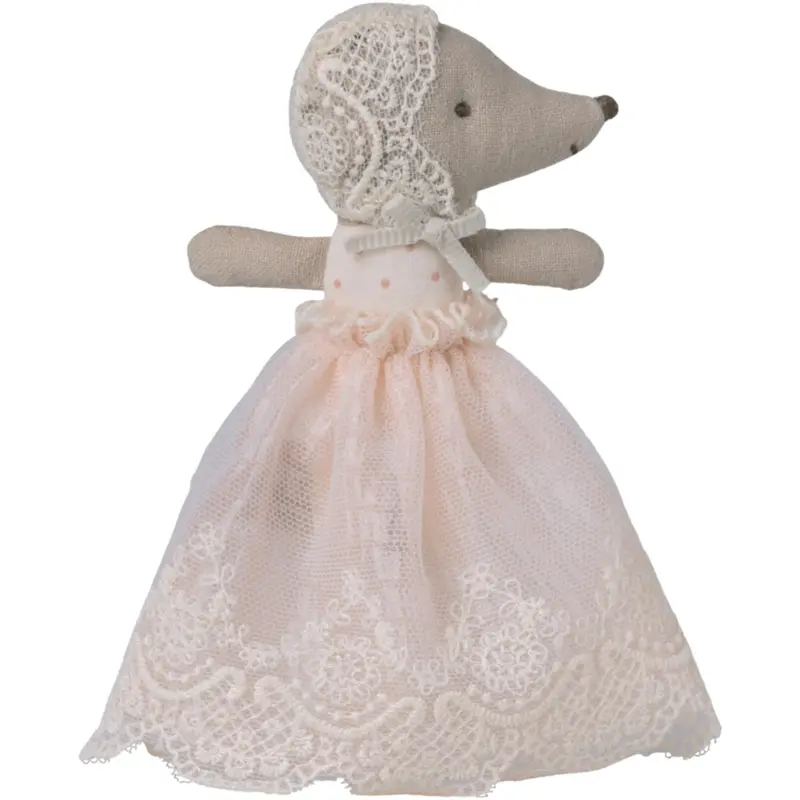 Maileg Baby Mus I Dåbskjole, Rosa 1