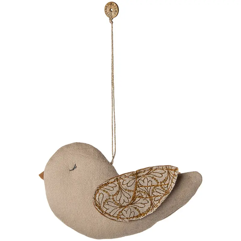 Maileg Fabric Ornament, Fugl - Vinter Hjerte - Sand 1