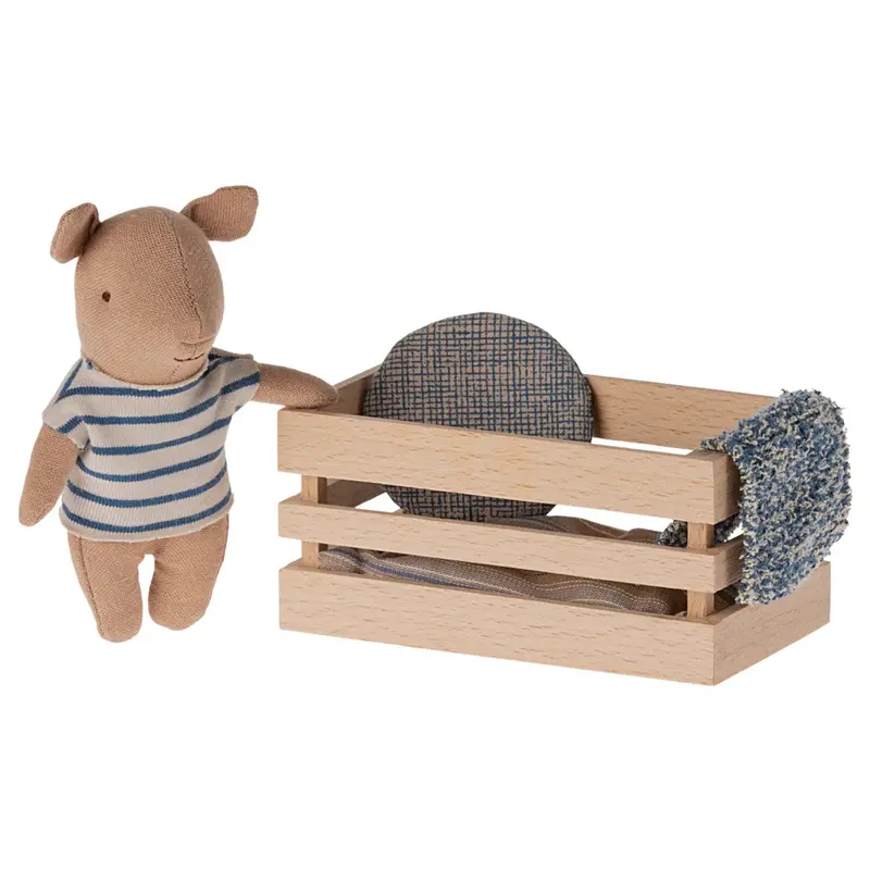 Maileg Pig In Wooden Box, Baby - Boy 1