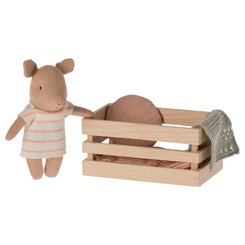 Maileg Pig In Wooden Box, Baby - Girl 1