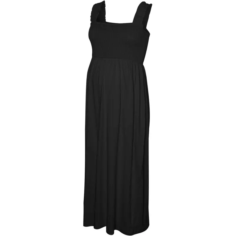 Mama;Licious Black Mlivy Smock Sl Jrs Midi Dress Noos 1
