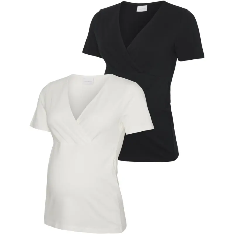 Mama;Licious Black Snow White Mlkerrie Tess Ss Jrs Top 2F 2-Pack Noos 1