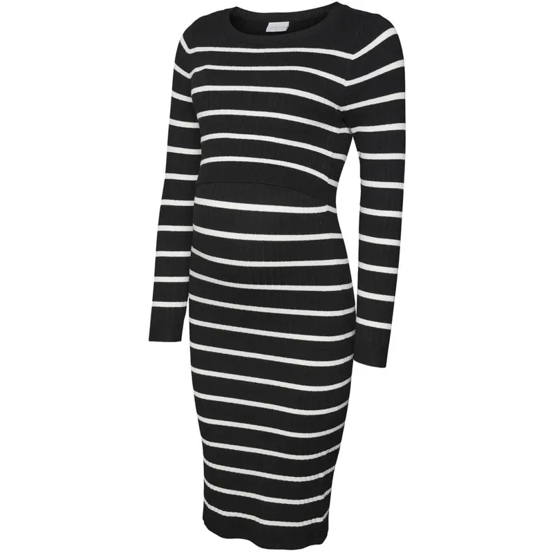 Mama;Licious Black Snow White Mlnewsiv June Ls Uk Knit Dress 2F A Noos 1