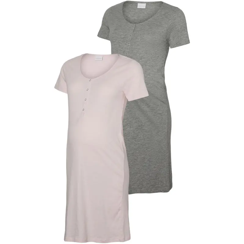 Mama;Licious Chalk Pink Light Grey Melange Mlmira Jrs Nightgown 2F 2-P Noos 1
