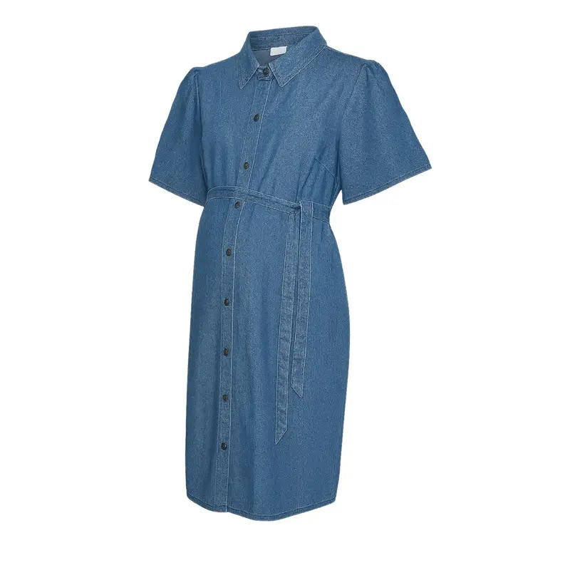 Mama;Licious Light Blue Denim Mljamaica Lia S/S Abk Denim Dress 1