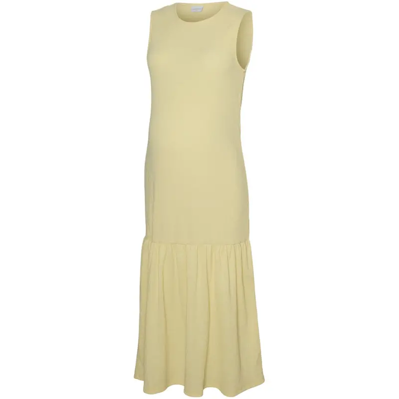 Mama;Licious Mellow Yellow Mlcaileen Sl Jrs Peplum Midi Dress 1