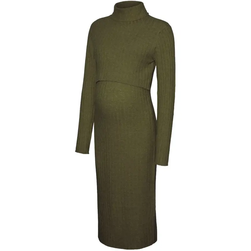 Mama;Licious Winter Moss Melange Mlsuniva June Ls Knit Midi Dress 2F Noos 1