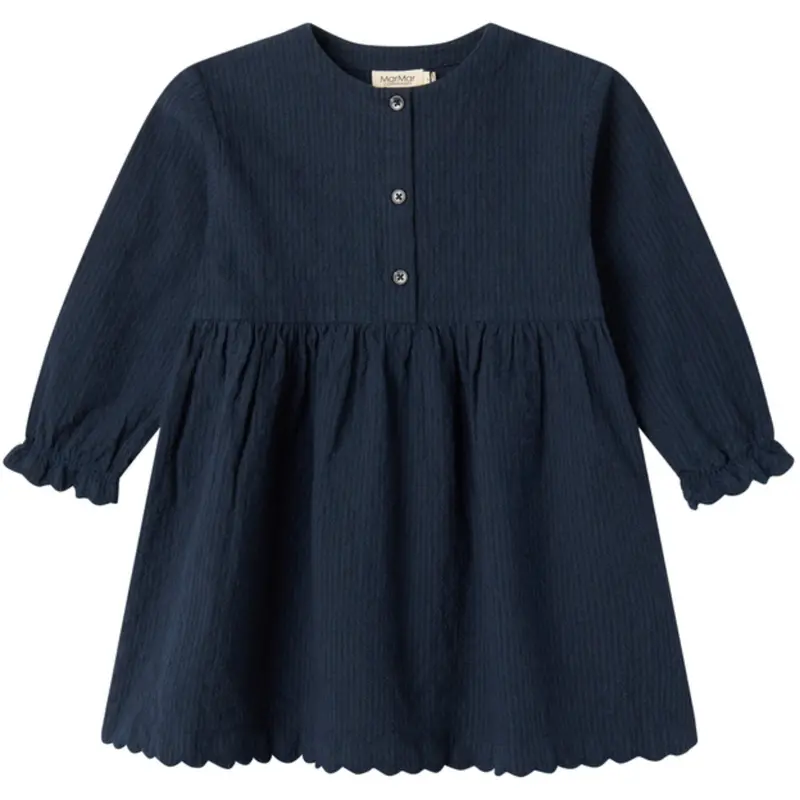 Marmar Chambray Dark Blue Stripe Dagmara Scallop Dress 1