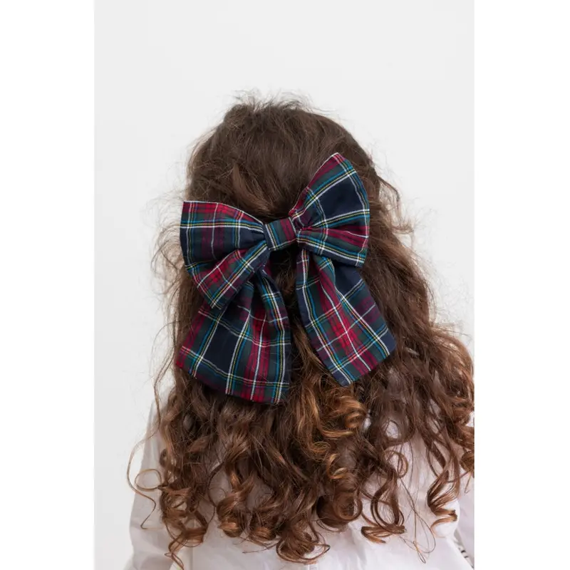 Marmar Check Pilot Navy Check Alina L Hair Bow 2