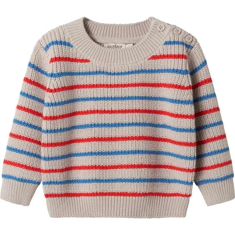 Marmar Cotton Knit Ea Stripe Tomato Mix Stripe Teno B Knitted Blouse 1