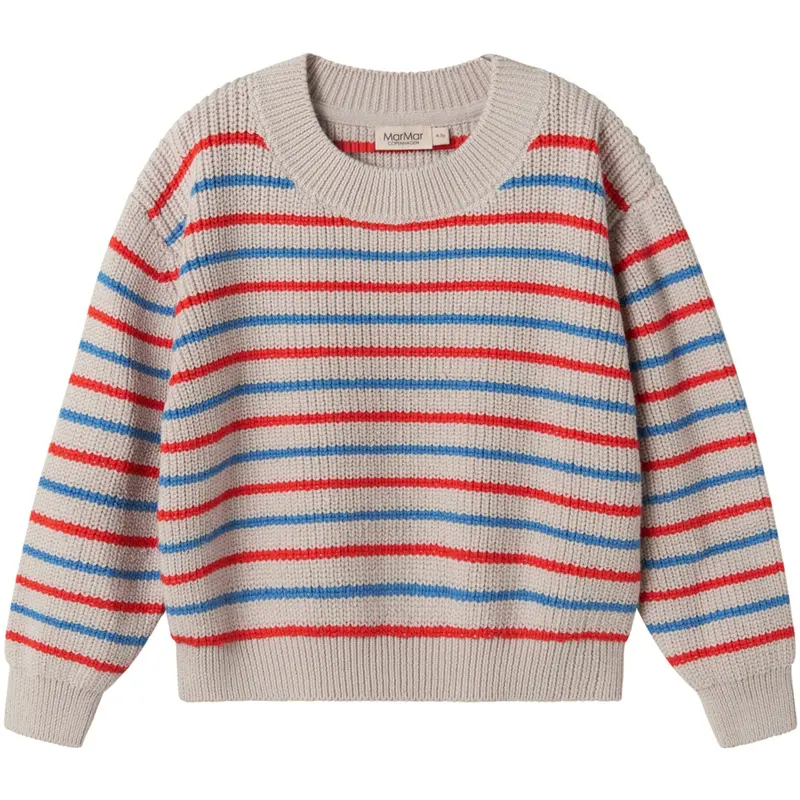 Marmar Cotton Knit Ea Stripe Tomato Mix Stripe Teno Knitted Blouse 1